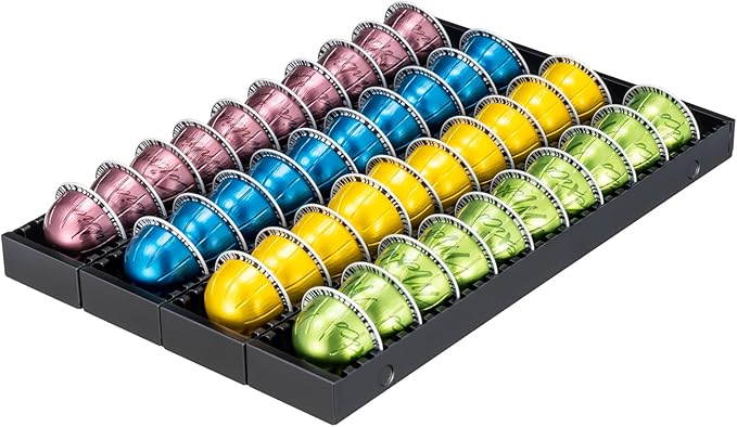 Rice rat Coffee Pod Holder Drawer Organizer Insert for Counter,Nespresso Pod Holder DIY Magnetic Connect Black Metal(4 Packs)