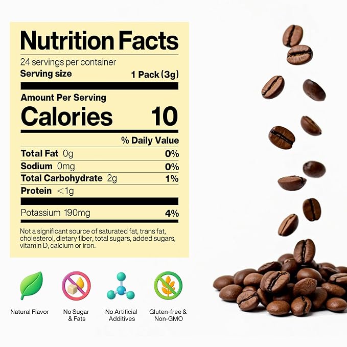 SATURNBIRD Coffee Instant Cold Brew, Medium Roast, Smooth & Clean Blend of 100% Specialty Arabica, Enjoy Hot or Cold, Freeze Dried Iced Coffee, 24 Single Servings for Home, Travel, Office (NO.3)
