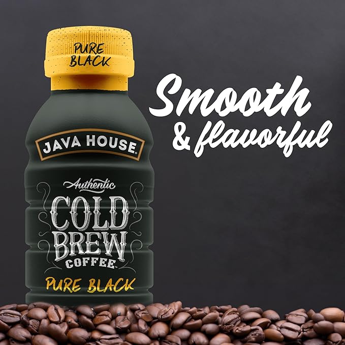 Java House Cold Brew Coffee Ready to Drink Bottles - Pure Black - 6 Pack of 8oz Bottles - 100% Arabica Coffee