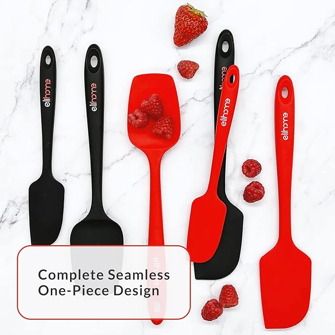 Elihome Mini Silicone Spoonula - Non-Stick Heat Resistant Silicone Scraper Spatula for Mixing, Serving, Scraping, Stirring, and More, 8.75 Inch, Red