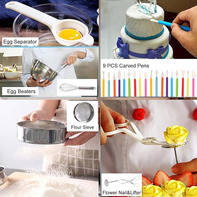 Cake Decorating Kits 567 PCS Baking Set with Springform Pans Set, Rotating Turntable, Decorating Tools, Cake Baking Supplies for Beginners and Cake Lovers