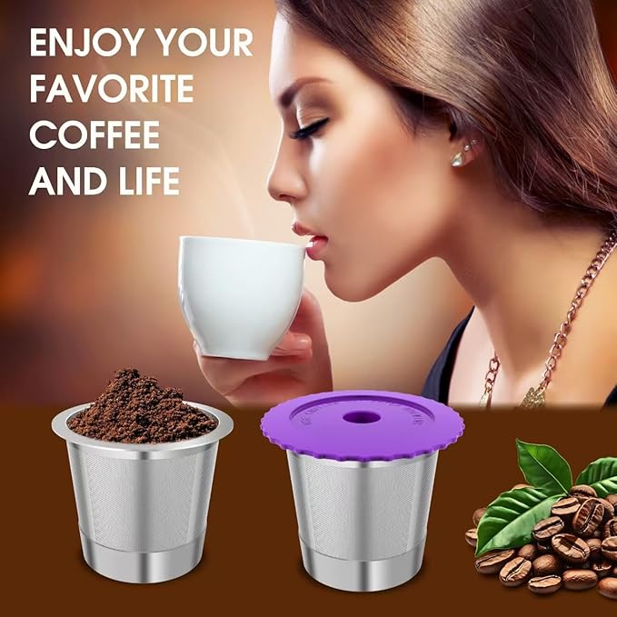 2 Pack Stianless Steel Reusable K Cups with 20 Count paper Filters, Refillable Universal Coffee Pods steel k Cups Compatible with Keurig 2.0 and 1.0 Coffee Makers(2 pack)