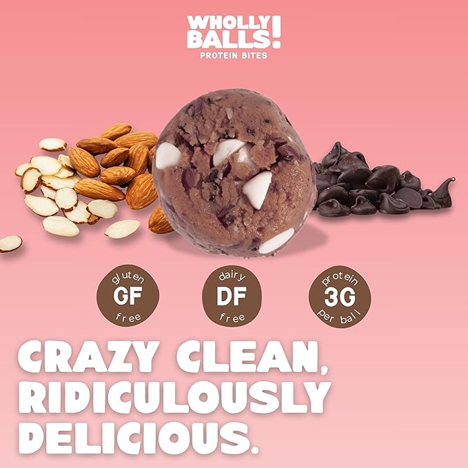 Wholly Balls Protein Bites – Healthy Plant-Based Snack | High Protein, Low Sugar, Gluten-Free Energy Balls (Pack of 3, Rocky Roadie)