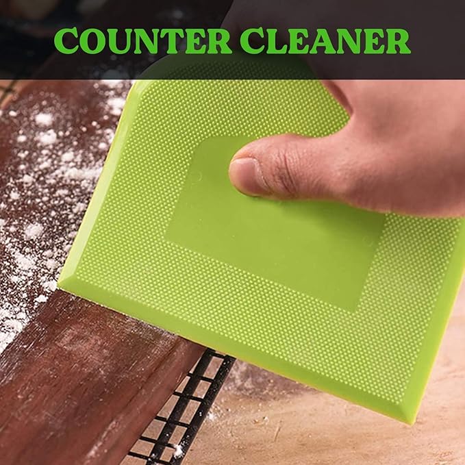SURDOCA Dough Scraper Bench Scraper - 3P 5.9x4.3" Plastic Flexible Bowl Scraper, Sharp Edge & Angles Cake Scraper. Non-Slip Bakeware Decorating Tools Sculpting & Modeling Tools - Pink+Yellow+Pink