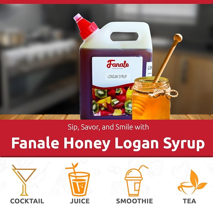 Fanale Premium Flavoring Concentrated Syrup for Bubble Tea 5.5 lb | Honey Logan Flavor Syrup | for Boba Tea, Smoothies, Slushes, Desserts | 5.5lb | SRP190