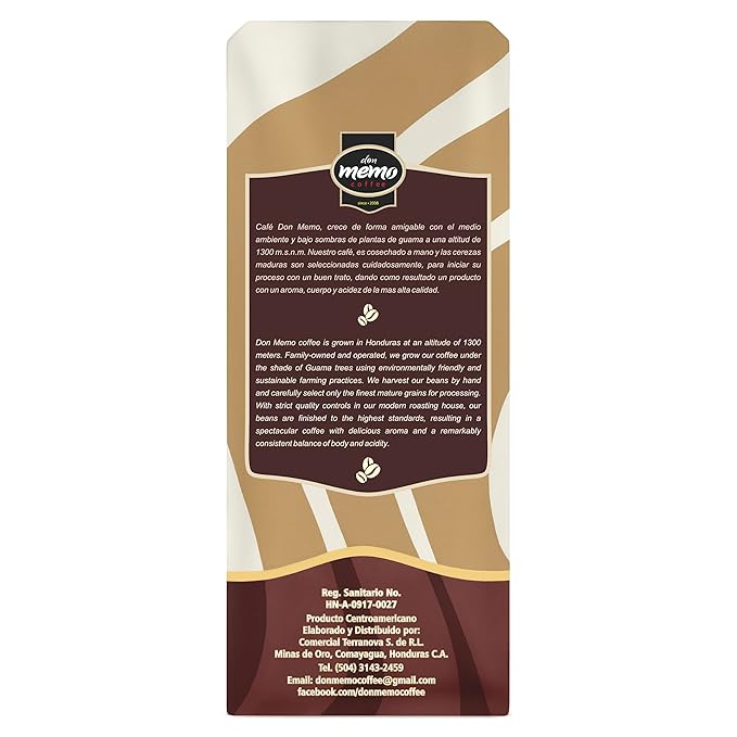 Don Memo Medium Roast Whole Bean Coffee 12 oz – Single-Origin Honduran Arabica Beans, Small Batch, Smooth & Balanced