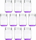 DISCOUNT PROMOS Decorating Mason Jars 12 oz. Set of 10, Bulk Pack - Glass Jars for Overnight Oats, Candies, Fruits, Pickles, Spices, Beverages - Purple