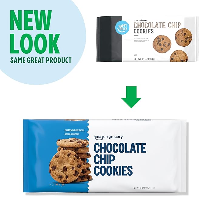 Amazon Grocery, Chocolate Chip Cookies, 13 Oz, Pack of 2 (Previously Happy Belly, Packaging May Vary)