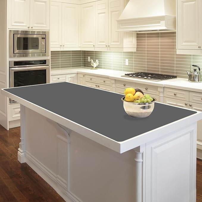 47.2"x23.6" Large Silicone Mat for Kitchen Counter, Heat Resistant Non-Slip Countertop Protector, Waterproof Silicone Craft Mat for Kitchen Island, Dark Gray