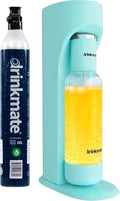 Drinkmate OmniFizz Sparkling Beverage Maker CO2 Bundle - Sparkling Water/Soda Streaming Machine That Carbonates Any Drink - Includes 1 CO2 Cylinder, 1 Carbonation Bottle, 1 Fizz Infuser - Arctic Blue