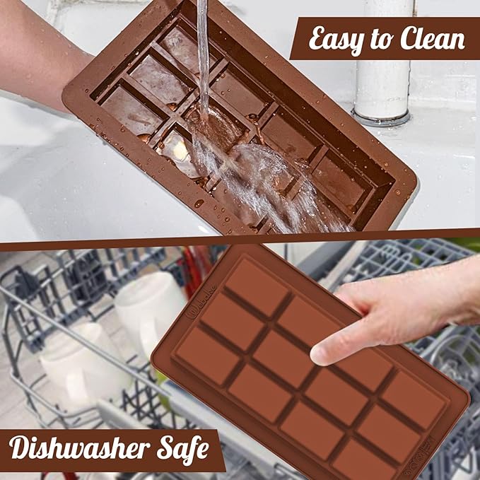 Webake 1 Inch Deep Chocolate Bar Mold 12 Snap, Large 2 Pack Silicone Thick Chocolate Bar Molds, Big Dubai Chocolate Bar Mold for Stuffed, Perfect for Filling Knafeh Pistachio