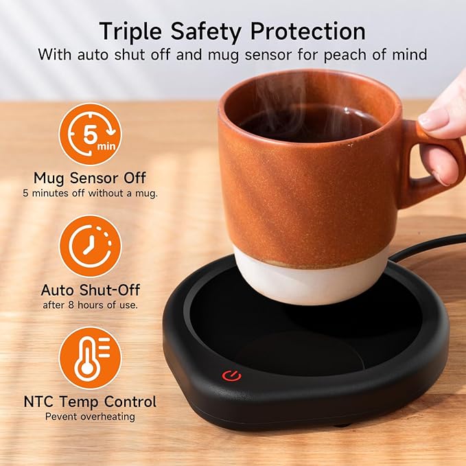 Coffee Mug Warmer, Cup Warmer for Desk with Auto Shut Off Smart Temperature Settings, Electric Beverage Tea Water Milk Heater for All Cups and Mugs, Heating Plate Candle Wax Warmer
