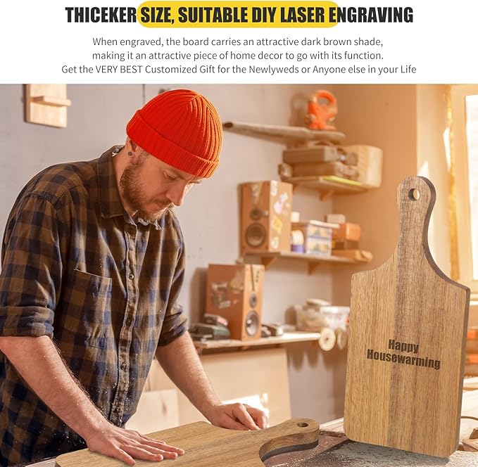 Lounsweer 6 Pcs Thicken Cutting Board Bulk Wood Board for Chopping Serving Charcuterie Material for Laser Engraving Mother' Day Wedding Housewarming Gift(Acacia)