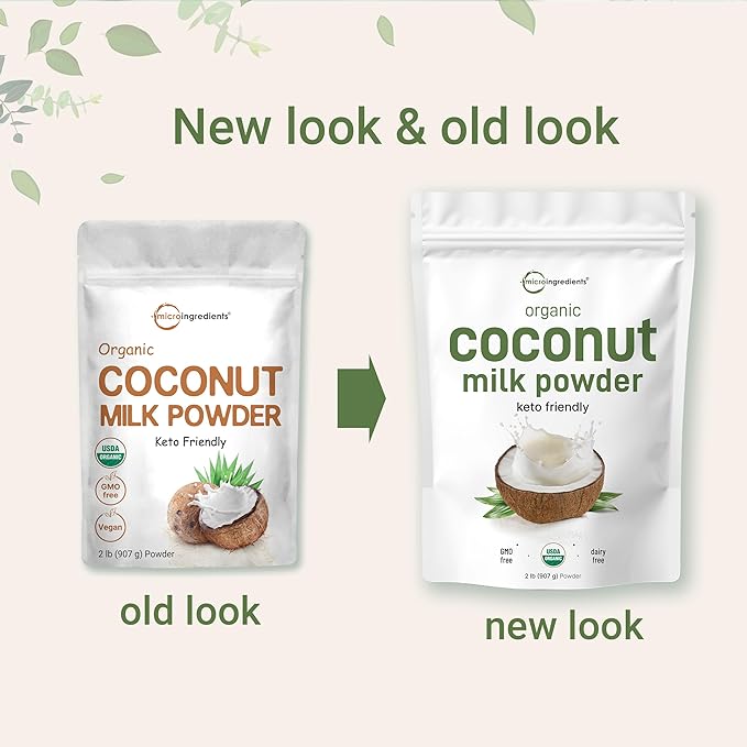 Micro Ingredients Organic Coconut Milk Powder, 2 Lb | Plant-Based Creamer for Coffee, Tea & Smoothies | Pure & Rich in MCT | Non-GMO, Gluten-Free, Keto & Paleo Friendly