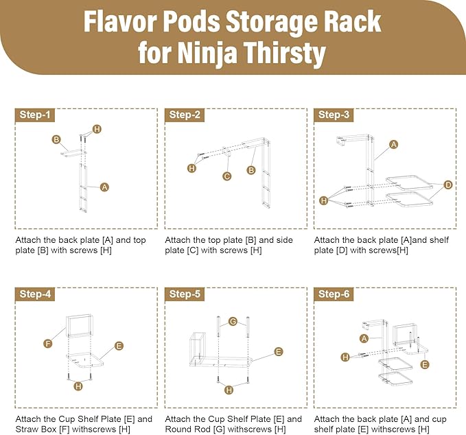 Flavor Pods Holder Compatible With Ninja Thirsti,4-in-1 Flavor Storage Holder with Straw Slot & Cup and Lid Storage,Side-Mounted Wooden Organizer Holds 20 Pods for Ninja Thirsti WC1001 Drink System