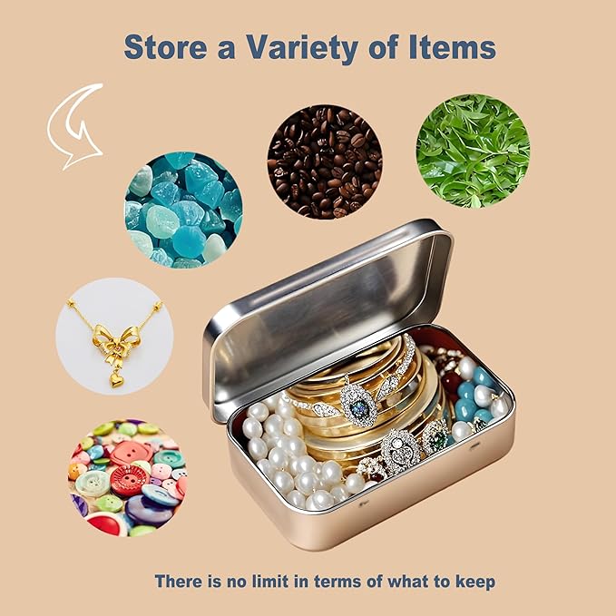 Small Metal Box With Lid-Cookie Tins Metal Tins With Lids Lens Wipes Storage Container Mini Portable Box,Empty Hinged Tin,For Organize Mint Candy Jar,Sewing Tools,DIY Gift Boxes(Silvery, 20 Pcs)