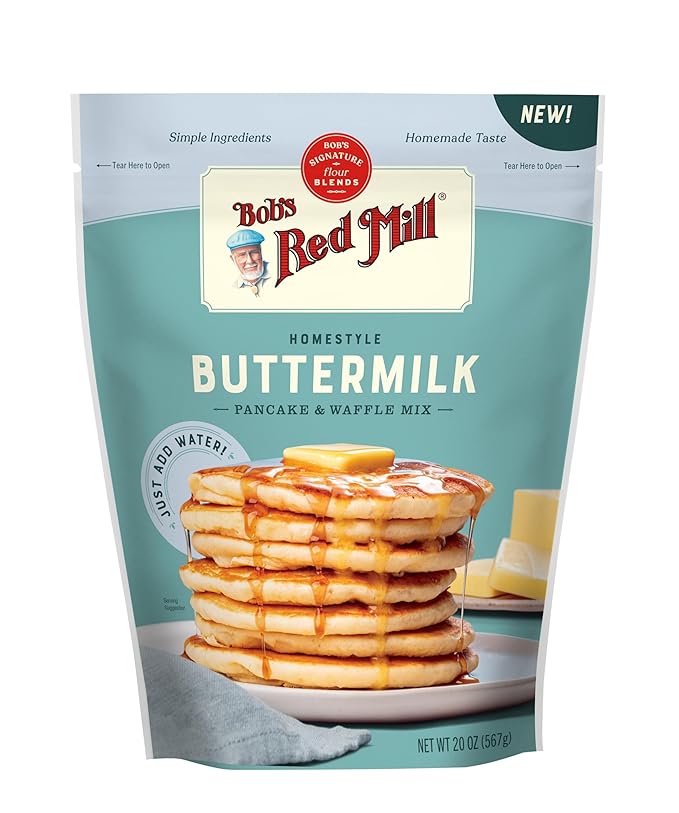 Bob's Red Mill Signature Buttermilk Pancake Mix, 20oz (Pack of 4)- Just Add Water, Makes 32-40 Pancakes per Bag
