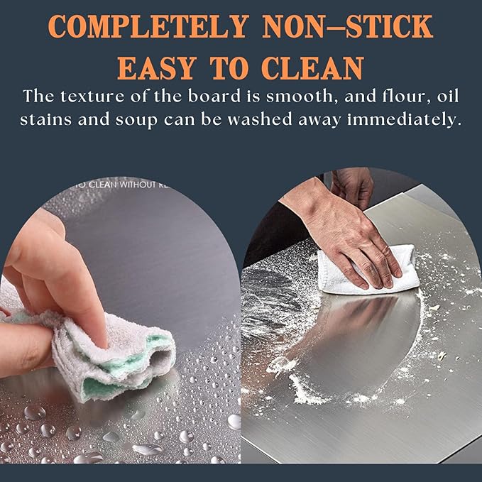 Stainless Steel Cutting Boards with Lip for Kitchen,Chopping Boards for Countertop,Large Metal Cutting Board over Sink Suitable for Meat,Fruits,Vegetables,Bread,Noodle,and Pizza. (15.7"*11.8")
