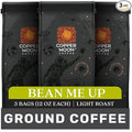 Copper Moon Ground Coffee, Bean Me Up Blend, Light Roast, 3 Bags (12 oz. each)