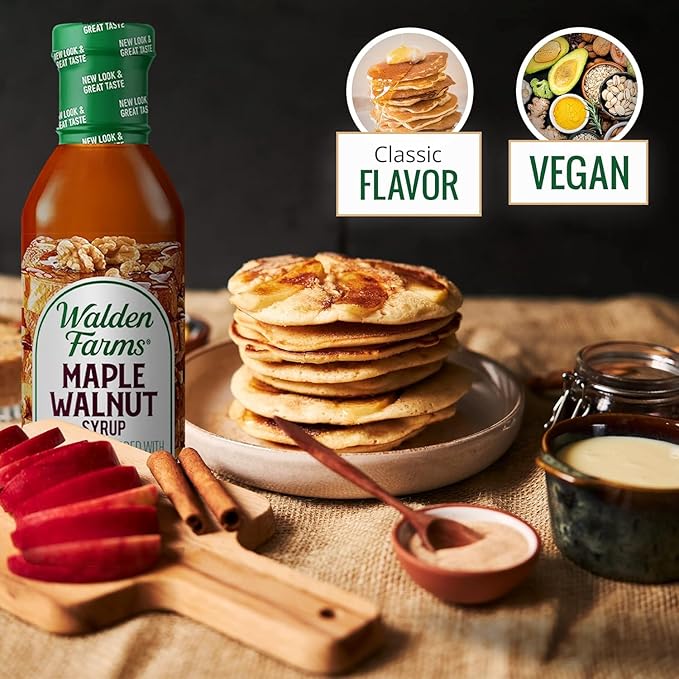 Walden Farms Maple Walnut Syrup – Perfect for Pancakes, Waffles, Desserts – Zero Calorie, Sugar-Free, Low Carb, Keto-Friendly, Gluten-Free, Vegan – 6-Pack, 12 oz Bottles