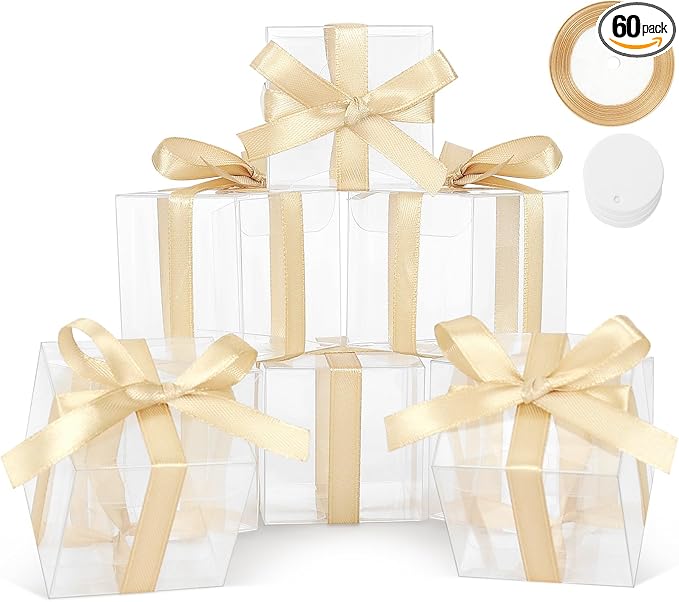 COTOPHER 60pcs Macaron Boxes, 4"4"4" Single Chocolate Covered Ore Cookies Boxes for Wedding, Baby Shower