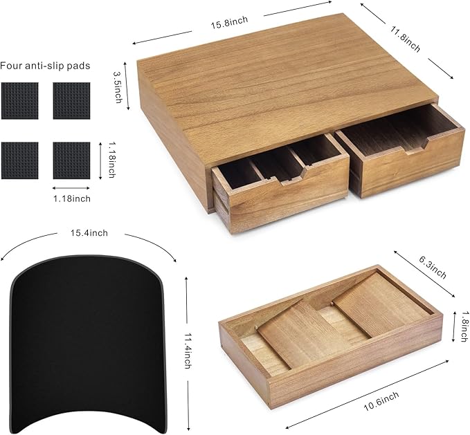 Mosucoirl Wooden K Cup Holder Organizer,Coffee Cup Drawer With Coffee Mat Coffee Pod Holder Tea Bag Storage Organizer Counter Coffee Maker Stand for Kitchen Office Coffee Bars