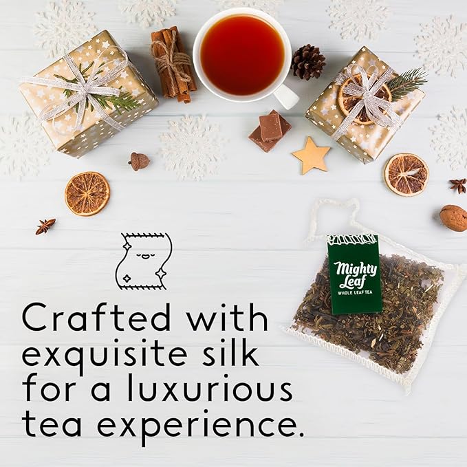 Mighty Leaf Organic Tea Sampler – 40 Count Silken Tea Bags – 8 Assorted Flavors: Tropical Green, Chamomile Citrus, Earl Grey, Vanilla Bean, White Orchard, Breakfast, Spring Jasmine, African Nectar – Premium Tea Gift Box