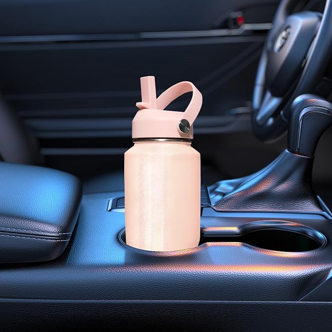 SENDESTAR 32oz Stainless Steel Water Bottle(Cold for 48 Hrs, Hot for 24 Hrs),Double Wall Vacuum Insulated Bottle with Straw Lid, Spout Lid and Flex Cap, Fit in Any Car Cup Holder TXIN-32-Laser Grey