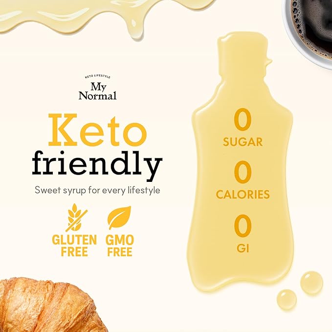 My Normal Keto Allulose 32oz - Allulose 99.52%, Monk Fruit, Stevia Blend Thin Syrup, Zero Calorie Sweetener, 1:1 Sugar Substitute, Low Glycemic, Gluten Free, Zero Net Carbs, Zero Sugar