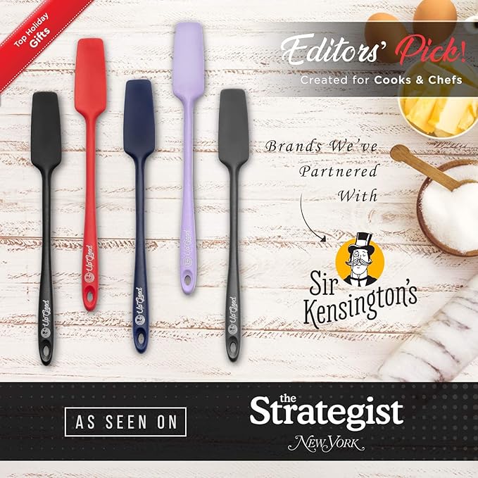 Silicone Jar Spatula | 600F Heat Resistant Non-Stick Rubber Scraper | Perfect for Jars, Smoothies, Blenders | One Piece Utensils | Durable Kitchen Cookware (UpGood Professional Spatulas, Purple)
