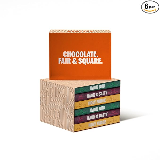 TCHO Dark Chocolate Gift Box - Organic Dark Chocolate Bars - Vegan, Paleo-Friendly, Gluten-Free, Soy-Free, Handcrafted Pure Cacao - Perfect for Gifting - 6 Bars
