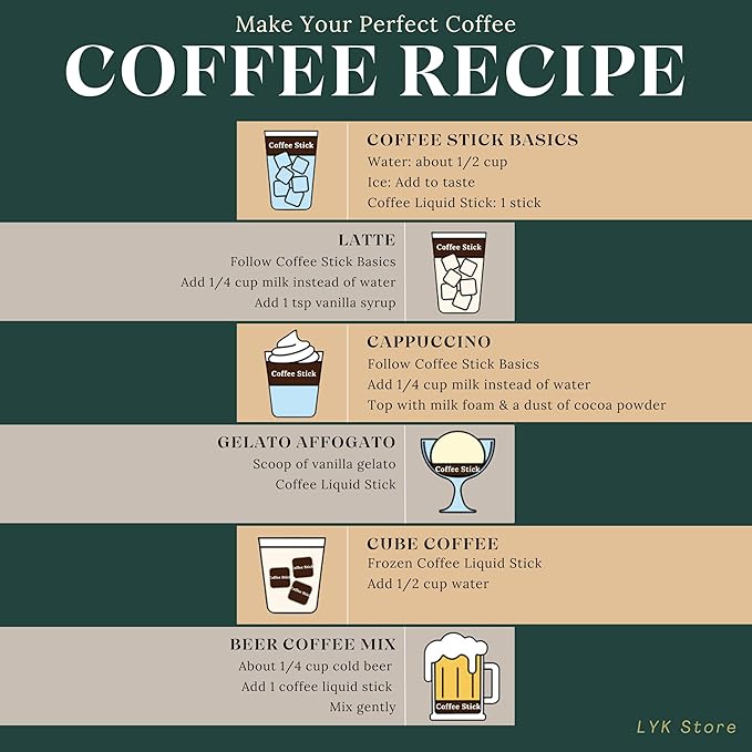 Cold Brew Coffee Concentrate liquid, Single Serve Coffee Sticks, MistyBrew, Imported from Korea, 4 flavors, Premium coffee (4 sticks, Mix)