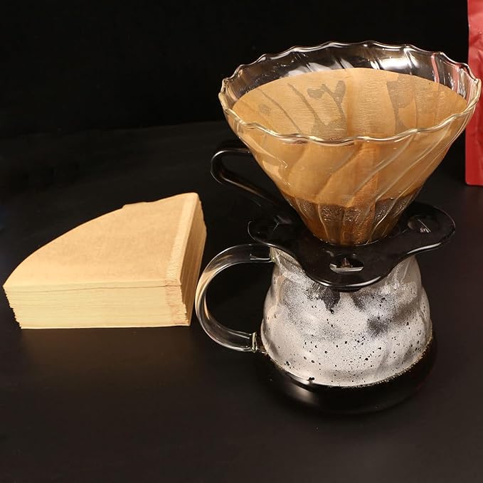 V60 Coffee Filters, Cone Coffee Filters #2, Natural Unbleached Pour Over Coffee Filter Compatible with V60 Dripper and Coffee Maker, 1-4 Cup (Size 02, 100Count)