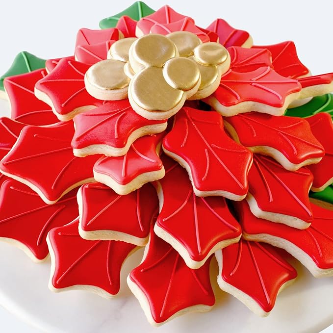 R&M International 2030 Christmas Holiday Wreath Centerpiece Cookie Cutters, Holly Leaves, Berries, Holiday Bow, 4-Piece Set
