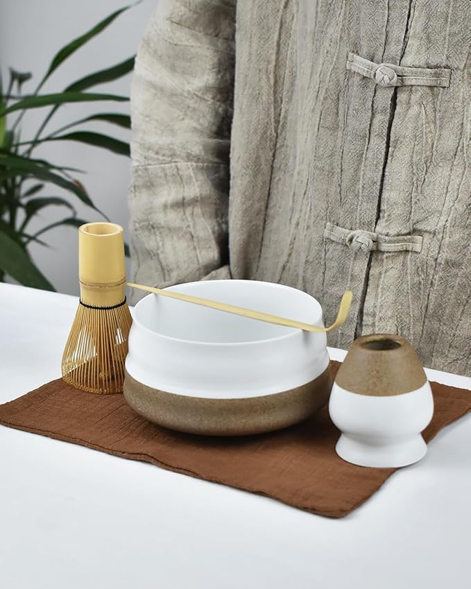Artcome Premium Matcha Tea Set - 19.6oz Ceramic Bowl, Bamboo Whisk, Scoop, Whisk Holder & Brewing Guide - Authentic Japanese Tea Ceremony Tools for Matcha Preparation