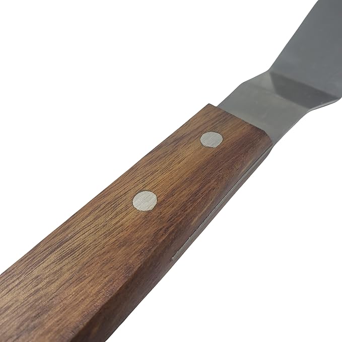 Offset Stainless Steel Spatula Set with Wood Handle - Professional Cake Decorating Tools - 4", 6.5" & 8" Stainless Steel Offset Blade Cake Spatula Set
