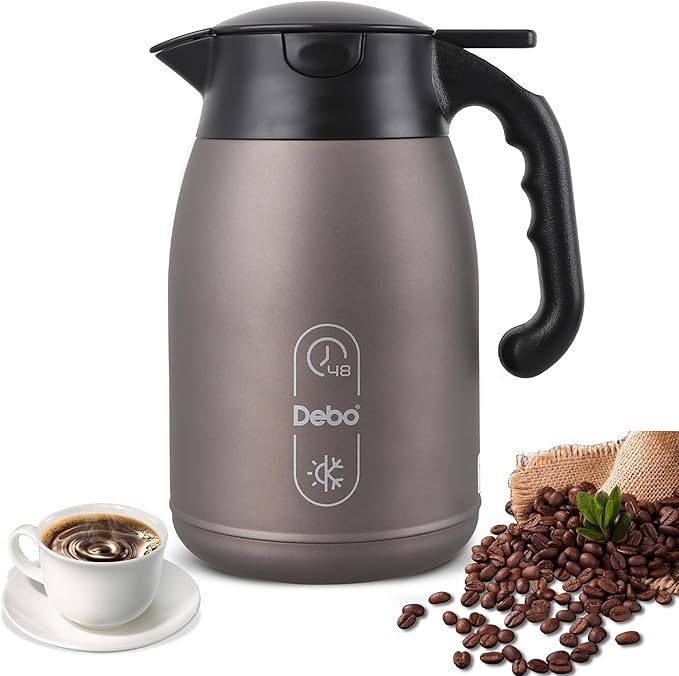 Thermal Coffee Carafe-71oz vacuum Coffee Carafe For Keeping Hot Liquids,Coffee Carafe,Thermal Stainless Steel, Coffee Carafes Press On Lid, Coffee Dispenser.(2.1l) oatmeal