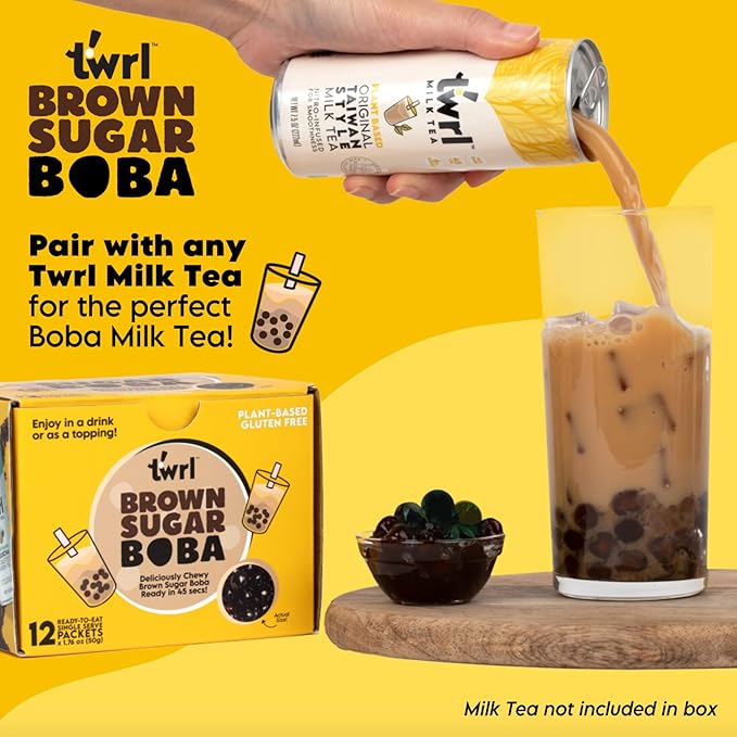 Brown Sugar Boba 12 Pack Box - Instant - Ready in less than 1 Minute - Plant-Based
