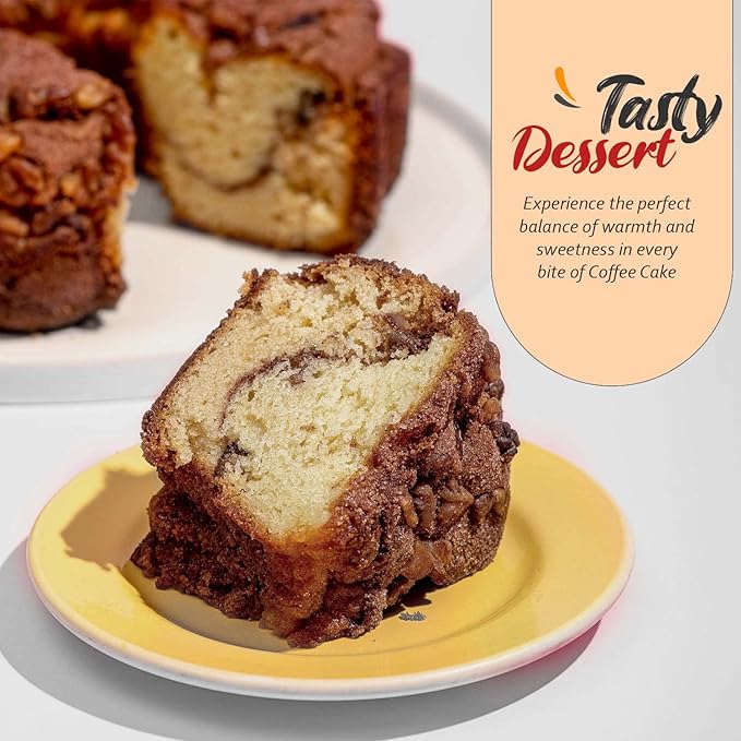 Traditional Cinnamon Walnut Coffee Cake - Cinnamon Streusel and Chopped Walnuts Toppings - Delicious Recipe of Coffee Cakes for Special Occasions - 1.75 Pounds