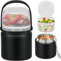 2 - in - 1 Soup Thermo for Hot Food 14oz with Snack Box Container Leak Proof Insulated Lunch Container Kids and Adults Stainless Steel Double Wall Vacuum Wide-mouth Thermal with Spoon and Handle