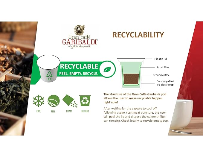 Caffè Garibaldi Italian Roast Coffee, Single-Serve Capsules for Keurig K-Cup Brewers, 100% Arabica Blend Coffee Pods, Recyclable Cups for Single Serve Machines, 72 Count K-Pods - Dark Roast