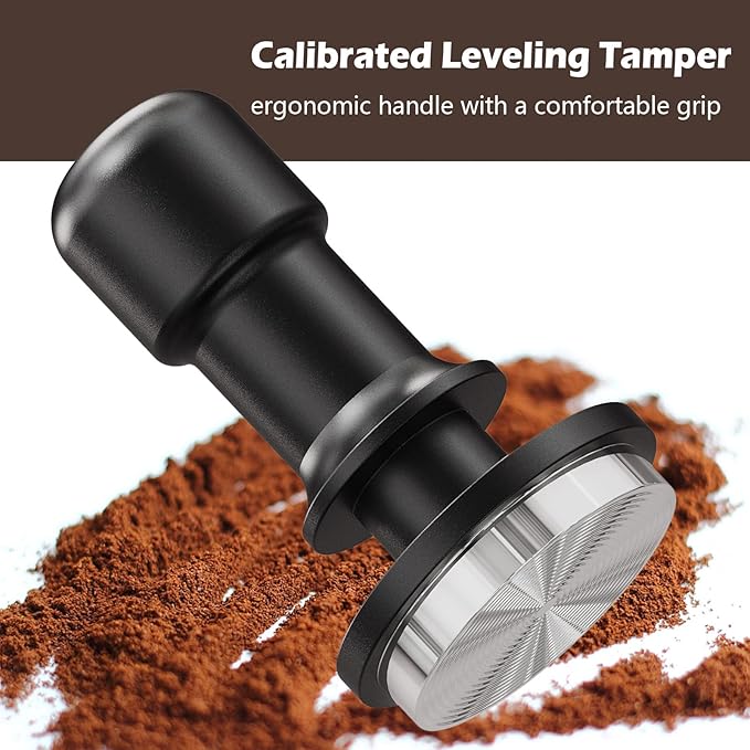 PUSEE 58mm Espresso Coffee Tamper, Premium Calibrated 30lb Stainless Steel Ground Tamper with Spring Loaded for Barista Home Coffee Accessories Upgrade 3.0