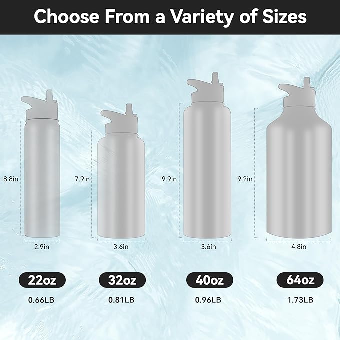 HASLE OUTFITTERS Insulated Water Bottle 22 oz Double Wall Stainless Steel Water Bottle Wide Mouth with Straw Lid & Spout Lid Keeps Cold or Hot(Red,4)