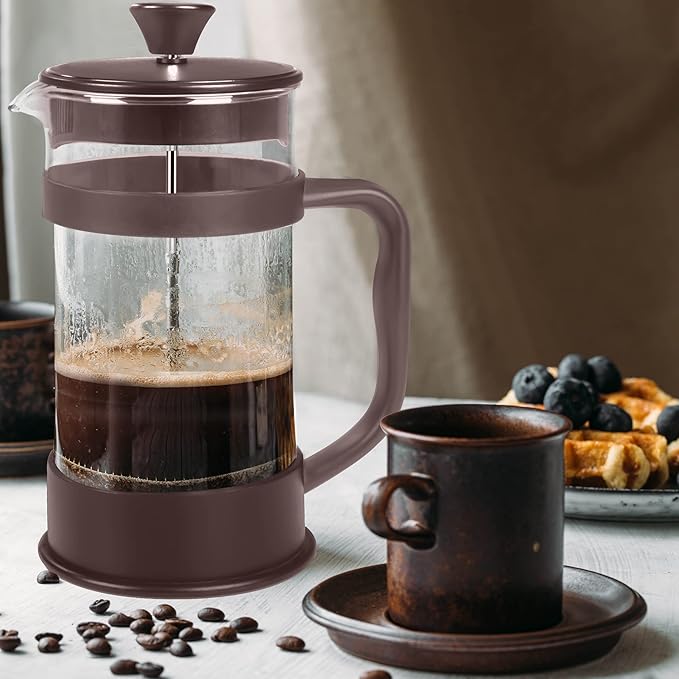 Utopia Kitchen 12 Ounce 0.35 Liter French Press Coffee Maker, Tea Maker, Travel Coffee Presses, Heat Resistant Thickened Borosilicate Coffee Pot for Camping Travel Gifts, Deep Taupe Pack of 1