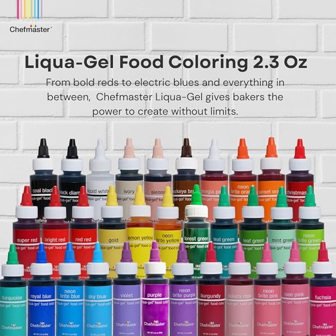 Chefmaster Violet Liqua-Gel® Food Coloring | Vibrant Color | Professional-Grade Dye for Icing, Frosting, Fondant | Baking & Decorating | Fade-Resistant | Easy-to-Use | Made in USA | 2.3 oz