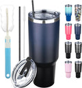40 oz Tumbler with Lids and Straws, Stainless Steel Insulated Coffee Tumbler, Double Wall Vacuum Insulated Travel Mug Cup, Leakproof Thermal Coffee Cup for Hot and Cold Drinks (Indigo Black)