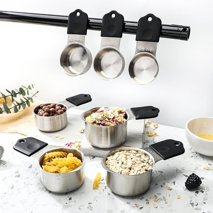 Magnetic Measuring Cups and Spoons Set of 17 Including 8 Stainless Steel Stackable Magnetic Measuring Cup 8 Magnetic Measuring Spoon with Leveler for Dry Liquid Ingredient