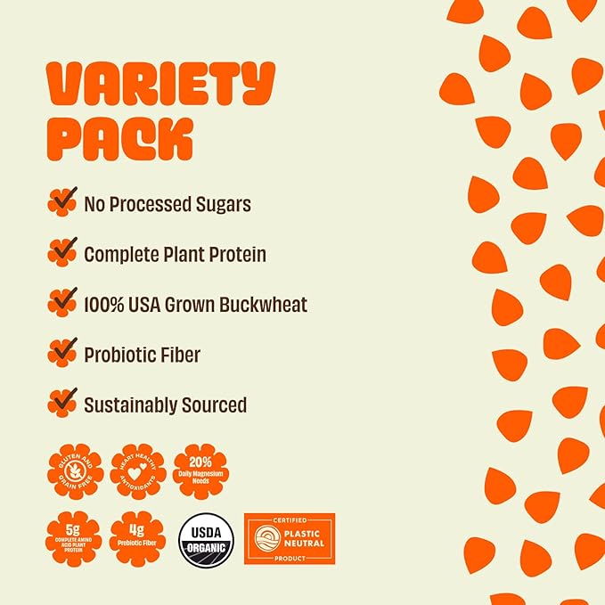 Lil Bucks Sprouted Regeneratively Grown Buckwheat Seeds– Paleo Cereal, Gluten-Free Granola, High in Protein, Low Sugar, Organic Superseed Crunch (Variety of Cacao, Cinnamon, Original, 3 Pack)