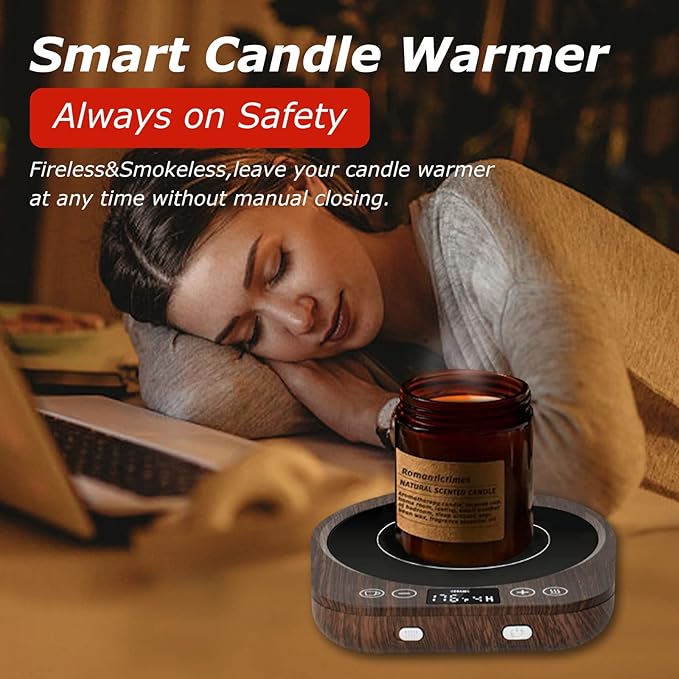 PUSEE Candle Mug Warmer Electric,Auto On/Off Gravity-Induction Coffee Mug Warmer with 9 Temp Settings,1-9 Timer Candle Melter Warmer Beverage Coffee Warmer Practical Portable Warmer for Home & Office