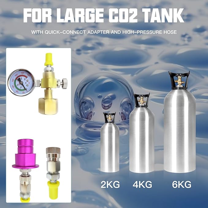 Soda Terra Maker Co2 Adapter,Co2 Quick Connect Adapter Hose with 3500psi Pressure Gauge,Compatible with Duo/Art/Terra/Gaia/AQUA FIZZ Pink Cylinder Soda Water Machine (60in)
